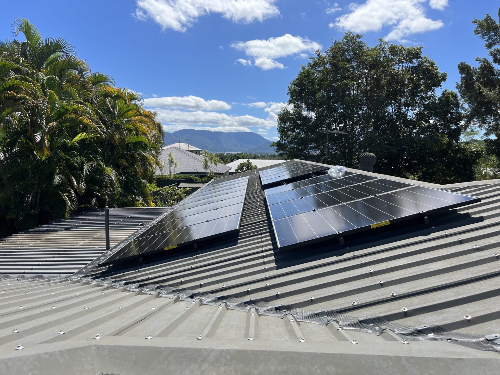 Completed rooftop solar installation on a Cairns home