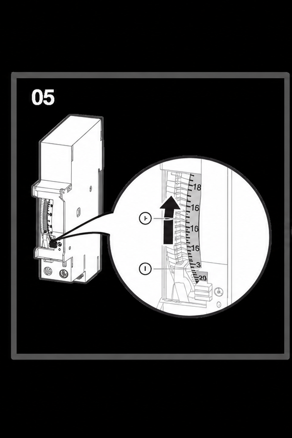 Hot water timer dial showing current time setting
