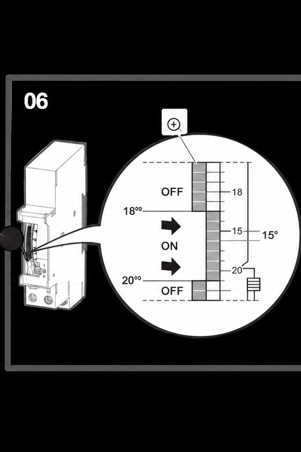 Setting ON and OFF tappets on a hot water timer